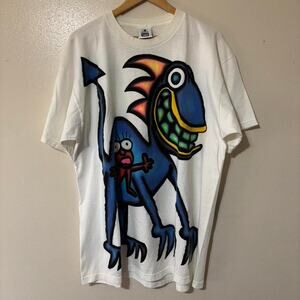 Vintage 1994 Gary Hirsch Signed Graphic Graffiti Art T-Shirt Size Men’s XL